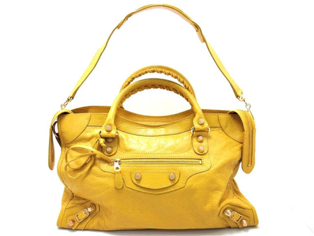Balenciaga Shoulder Bag The City Calf Yellow